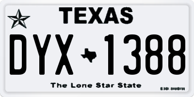 TX license plate DYX1388