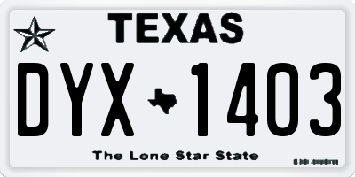 TX license plate DYX1403