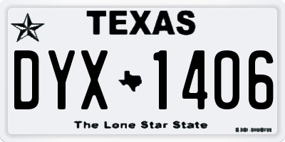 TX license plate DYX1406
