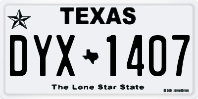 TX license plate DYX1407