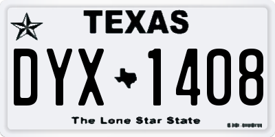 TX license plate DYX1408