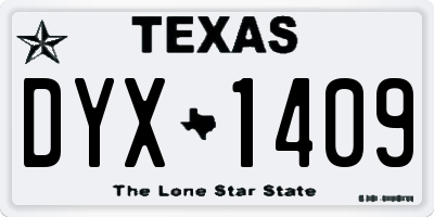 TX license plate DYX1409
