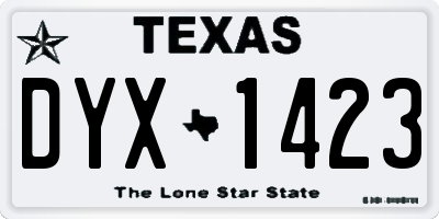TX license plate DYX1423