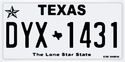 TX license plate DYX1431