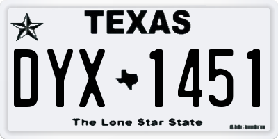 TX license plate DYX1451