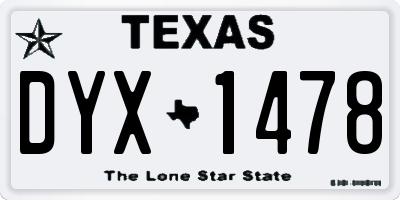 TX license plate DYX1478