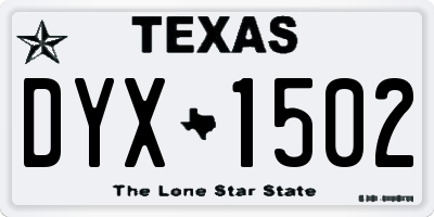 TX license plate DYX1502