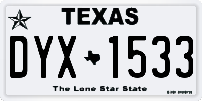 TX license plate DYX1533