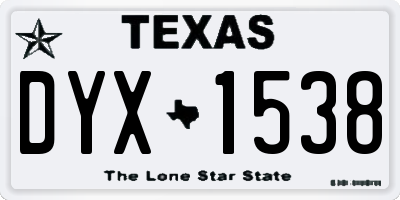 TX license plate DYX1538