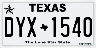 TX license plate DYX1540
