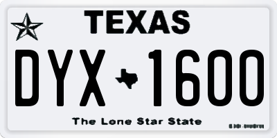 TX license plate DYX1600