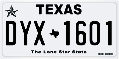 TX license plate DYX1601