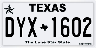 TX license plate DYX1602