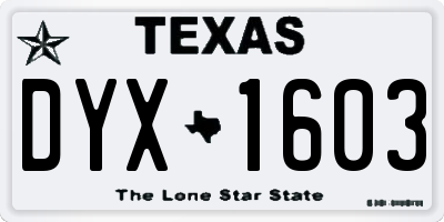 TX license plate DYX1603