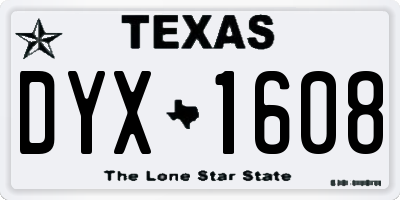 TX license plate DYX1608