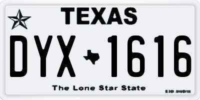 TX license plate DYX1616