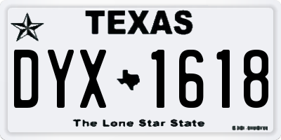 TX license plate DYX1618