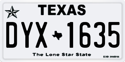TX license plate DYX1635