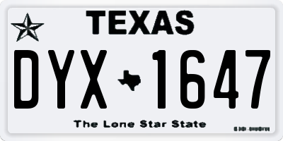 TX license plate DYX1647