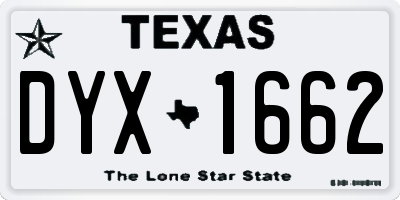 TX license plate DYX1662