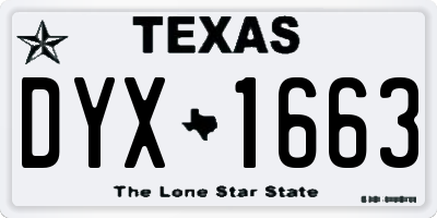 TX license plate DYX1663