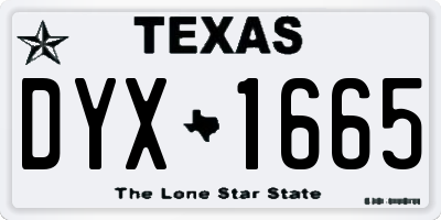 TX license plate DYX1665