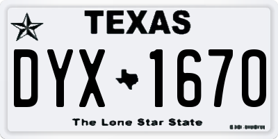 TX license plate DYX1670