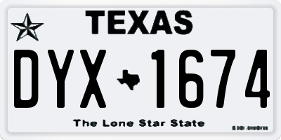 TX license plate DYX1674