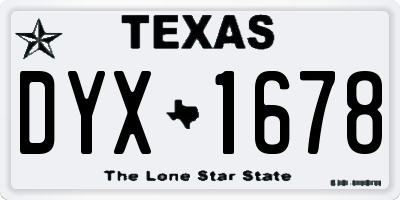TX license plate DYX1678