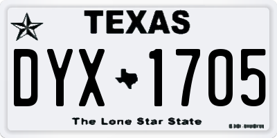 TX license plate DYX1705