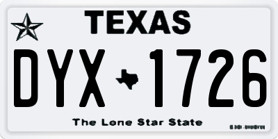 TX license plate DYX1726
