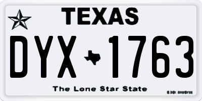 TX license plate DYX1763