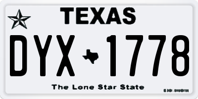 TX license plate DYX1778