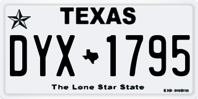TX license plate DYX1795