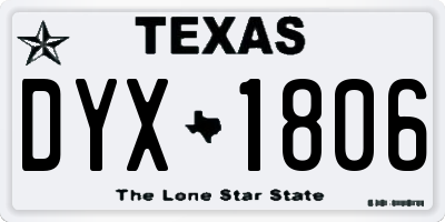 TX license plate DYX1806