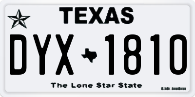 TX license plate DYX1810