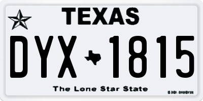 TX license plate DYX1815