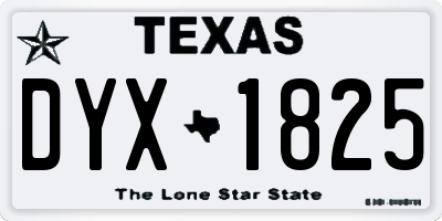 TX license plate DYX1825