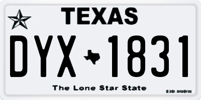 TX license plate DYX1831