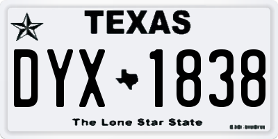 TX license plate DYX1838