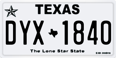 TX license plate DYX1840