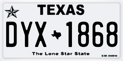 TX license plate DYX1868