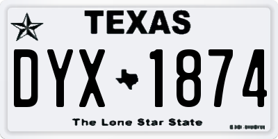 TX license plate DYX1874
