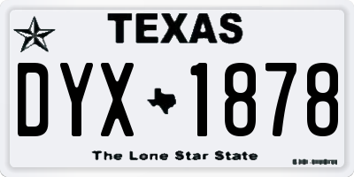 TX license plate DYX1878