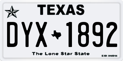 TX license plate DYX1892
