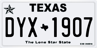 TX license plate DYX1907