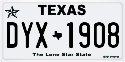 TX license plate DYX1908