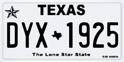 TX license plate DYX1925