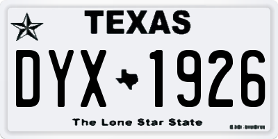 TX license plate DYX1926