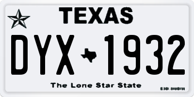 TX license plate DYX1932